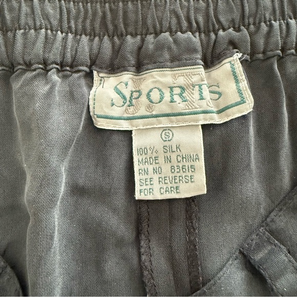 VINTAGE 100% Silk button down charcoal full length skirt - Picture 2 of 4